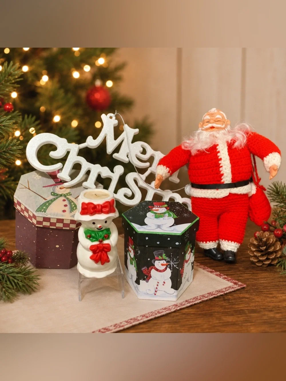 🎄 Christmas Snowman & Santa Holiday Décor Bundle – 5 Pieces 🎅